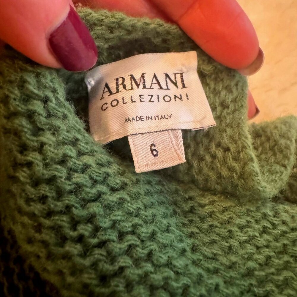 Armani Virgin Wool Mock Turtleneck Sweater, Green